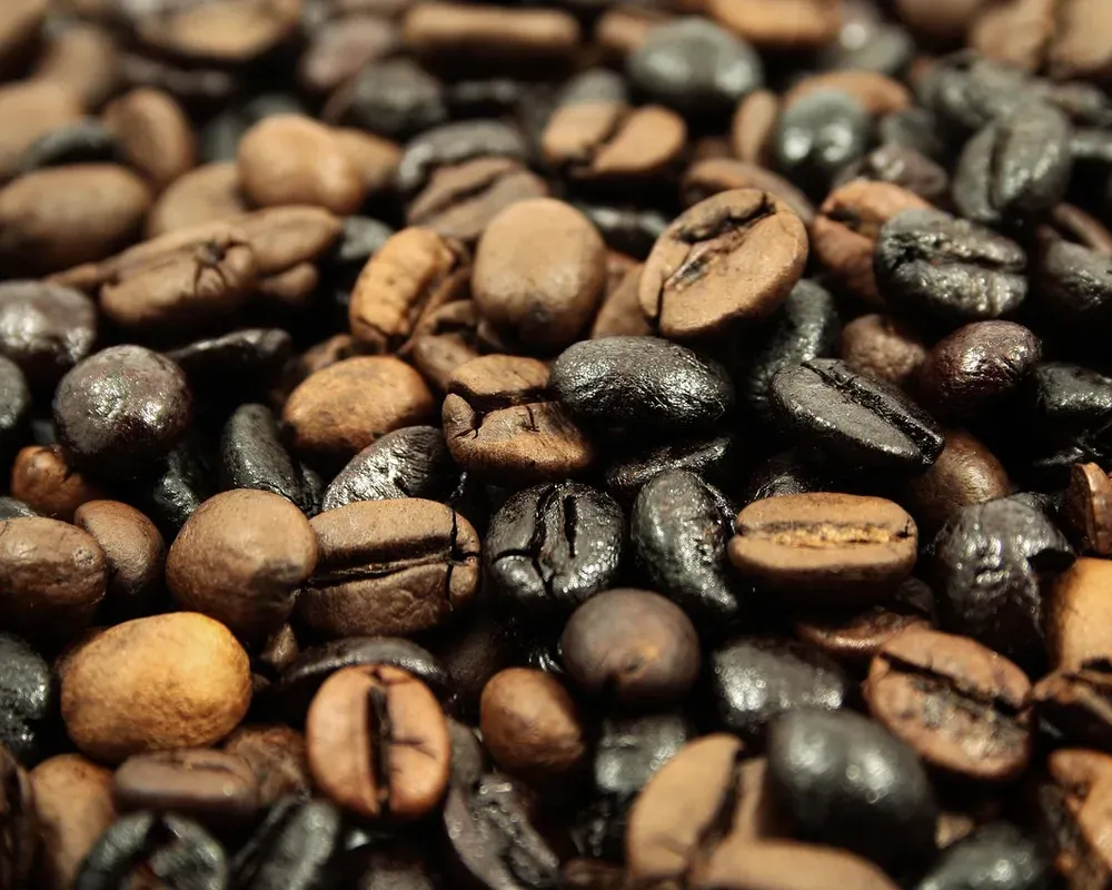 Coffee at the drying stage of the roast, 5:30 from charge